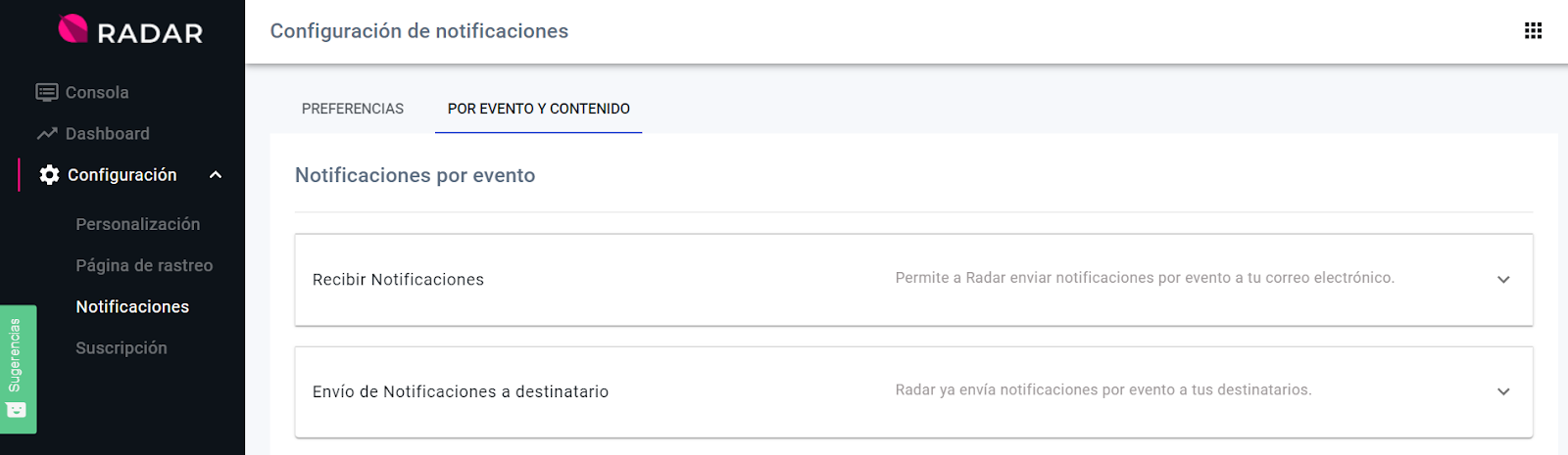 Lanzamientos: Notificaciones de excepción por envío 4